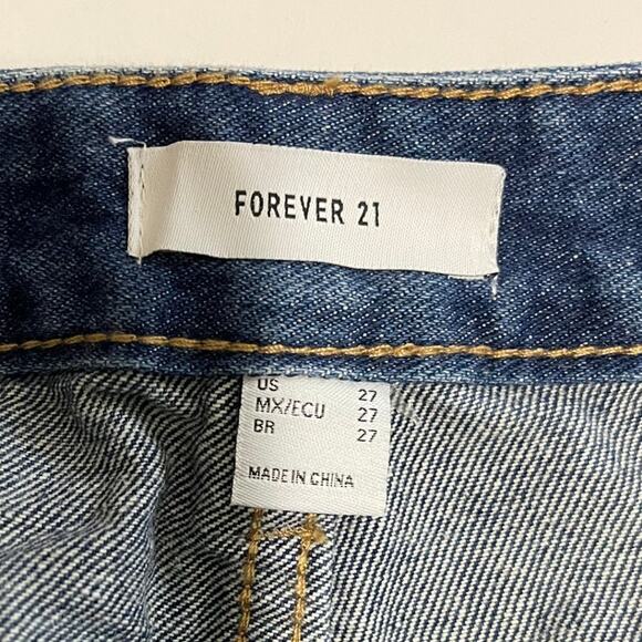 Forever 21 Womens Destroyed Knees Denim Dark Wash Mom Jeans Size 27 New - Picture 10 of 12